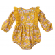Designer Kidz - Millie Floral Long Sleeve Lace Romper - Honey Gold