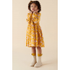 Designer Kidz - Millie Floral Long Sleeve Poodle Sleeve Dress - Honey Gold