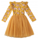 Designer Kidz - Millie Floral Long Sleeve Tutu Dress - Honey Gold
