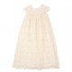 Bebe - Special Occasions Short Sleeve Lace Long Christening Gown - Rich Cream