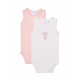 Marquise - 2 Pack Bodysinglet Hot Air Balloon White/Pink