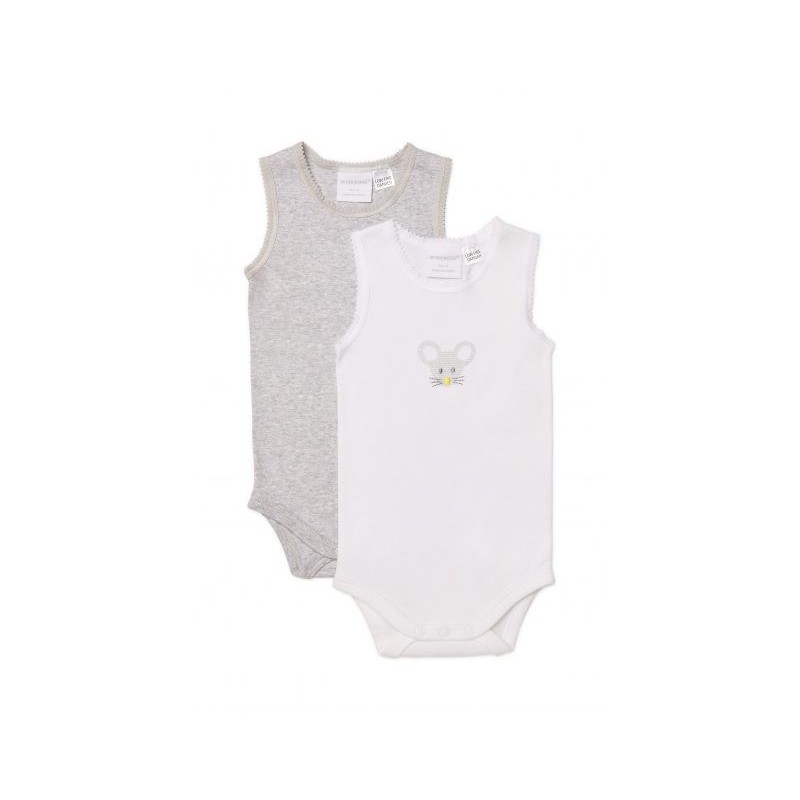 Marquise - 2 Pack Bodysinglet Mouse White/Grey