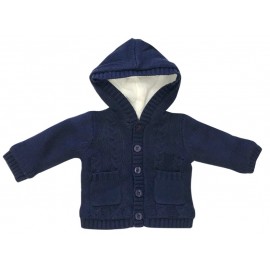 Beanstork Navy lined Cable Cardigan