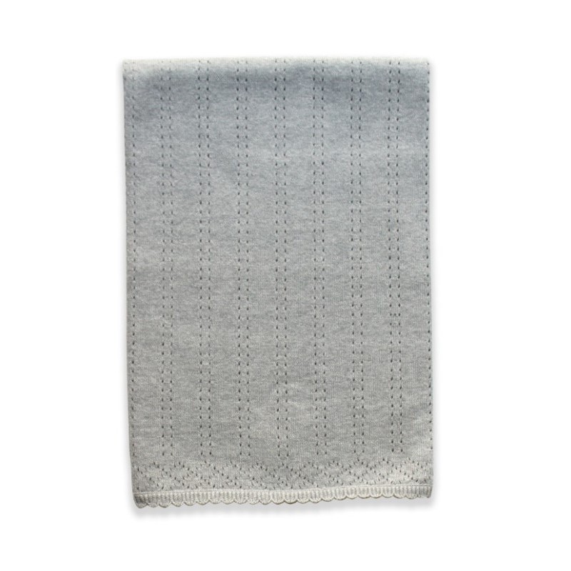 Beanstork 100% Cotton Pointelle Blanket - Grey Marle