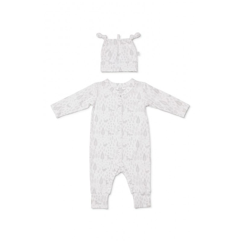 Marquise - Newborn Essentials Footless Growsuit and Beanie Set - Grey Print
