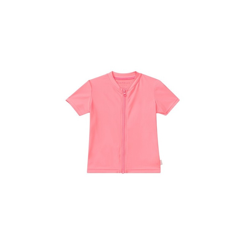 Seafolly - Sweet Summer Short Sleeve Zip Front Rashie Strawberry Pink
