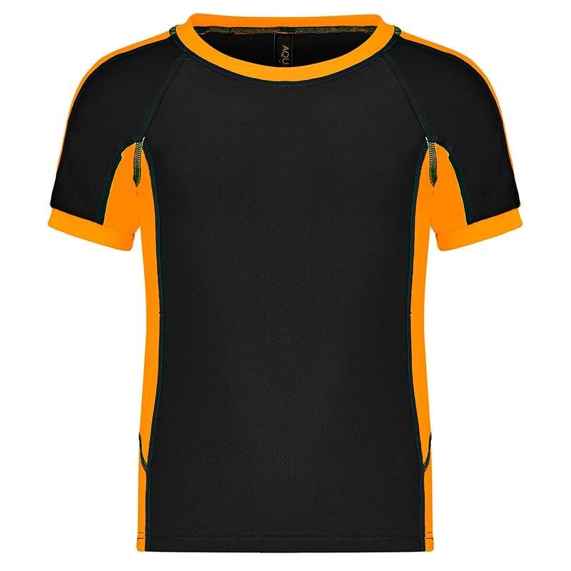 Aqua Blu Australia - Boys Building Blocks Short Sleeve Rash Vest - Orange/Black