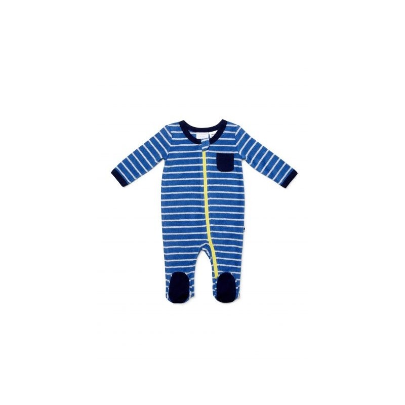 Marquise - Boys Blue Stripe Terry Towelling Zipsuit