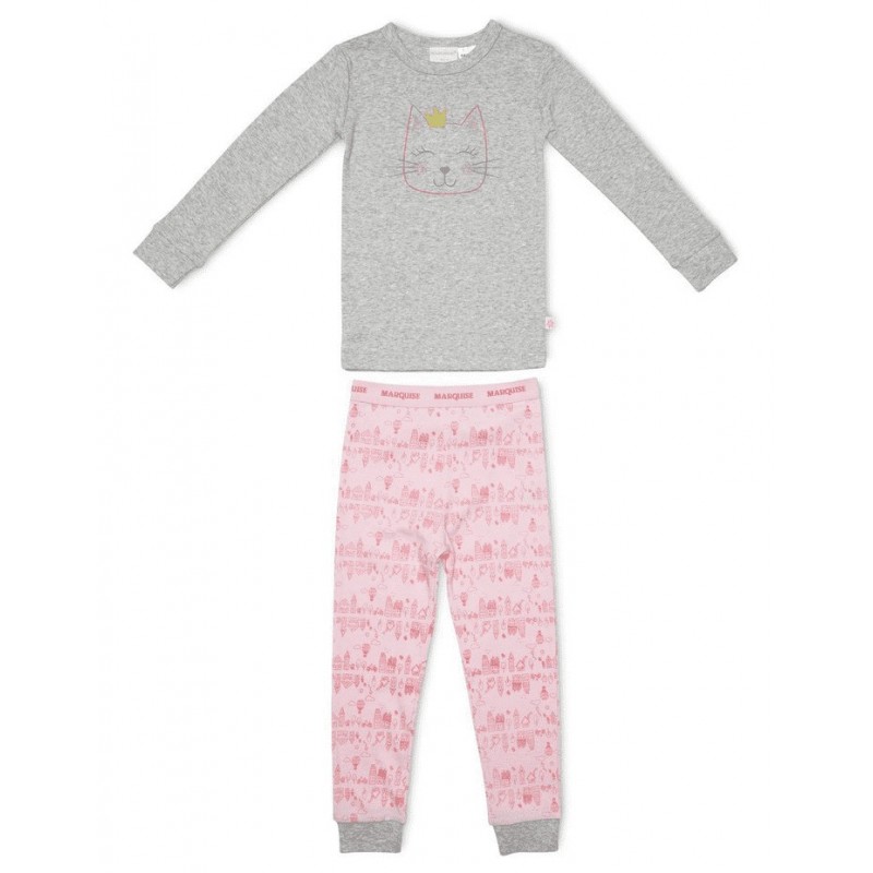 Marquise - Girls Cat Pyjamas - Grey/Print