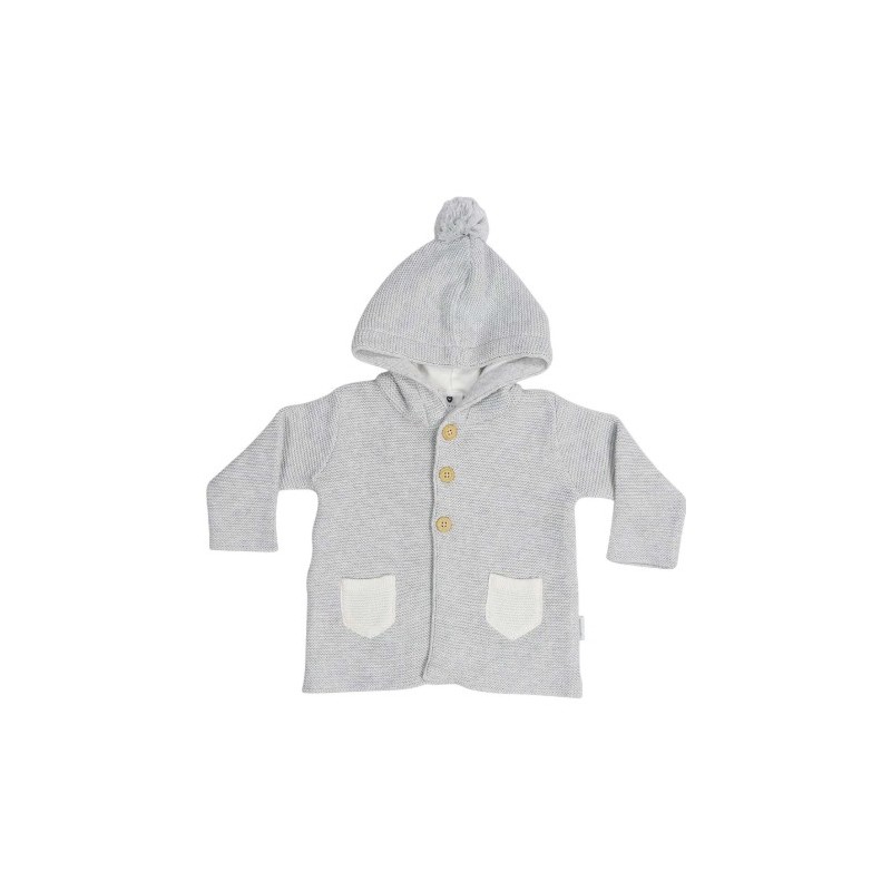 Korango Australia - Baa Baa White Sheep Hooded Knit Jacket with Contrast Pocket - Grey